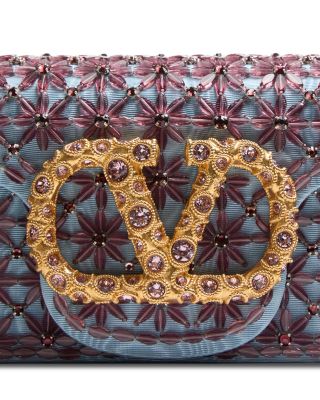 Locò Small Embellished VLogo Moir&eacute; Convertible Shoulder Bag