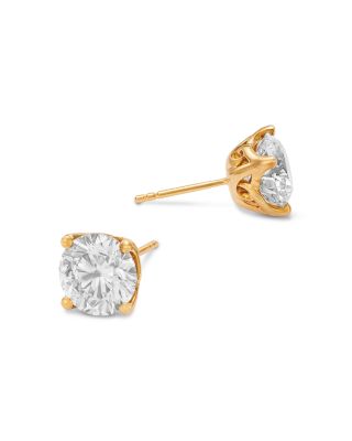 Certified Lab Grown Diamond Tulip Setting Stud Earrings in 18K Yellow Gold, 5.0 tcw