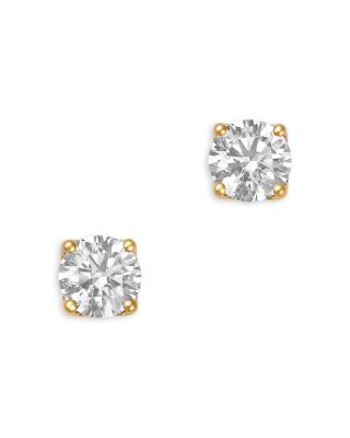Certified Lab Grown Diamond Tulip Setting Stud Earrings in 18K Yellow Gold, 3.0 tcw