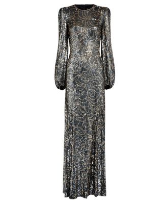 Paradise Sequin-embellished Puff-sleeve Maxi Dress