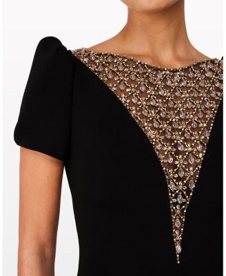 Empress Puff-sleeve Crystal-embellished Maxi Dress