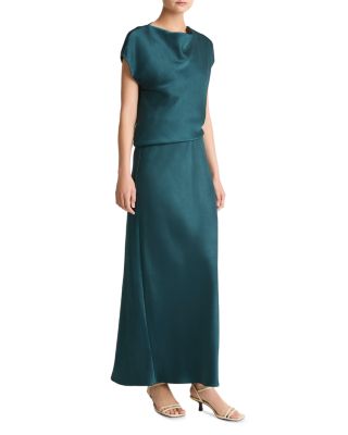 Draped Cap Sleeve Maxi Dress