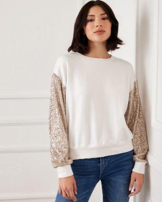 Sequinned Sleeve Sweater