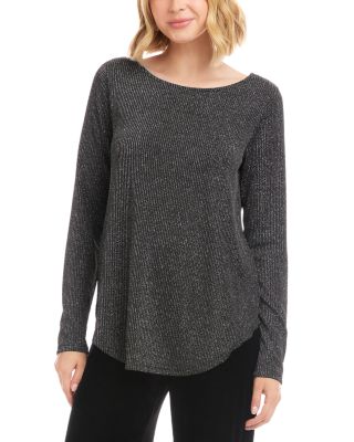 Metallic Shirttail Hem Sweater