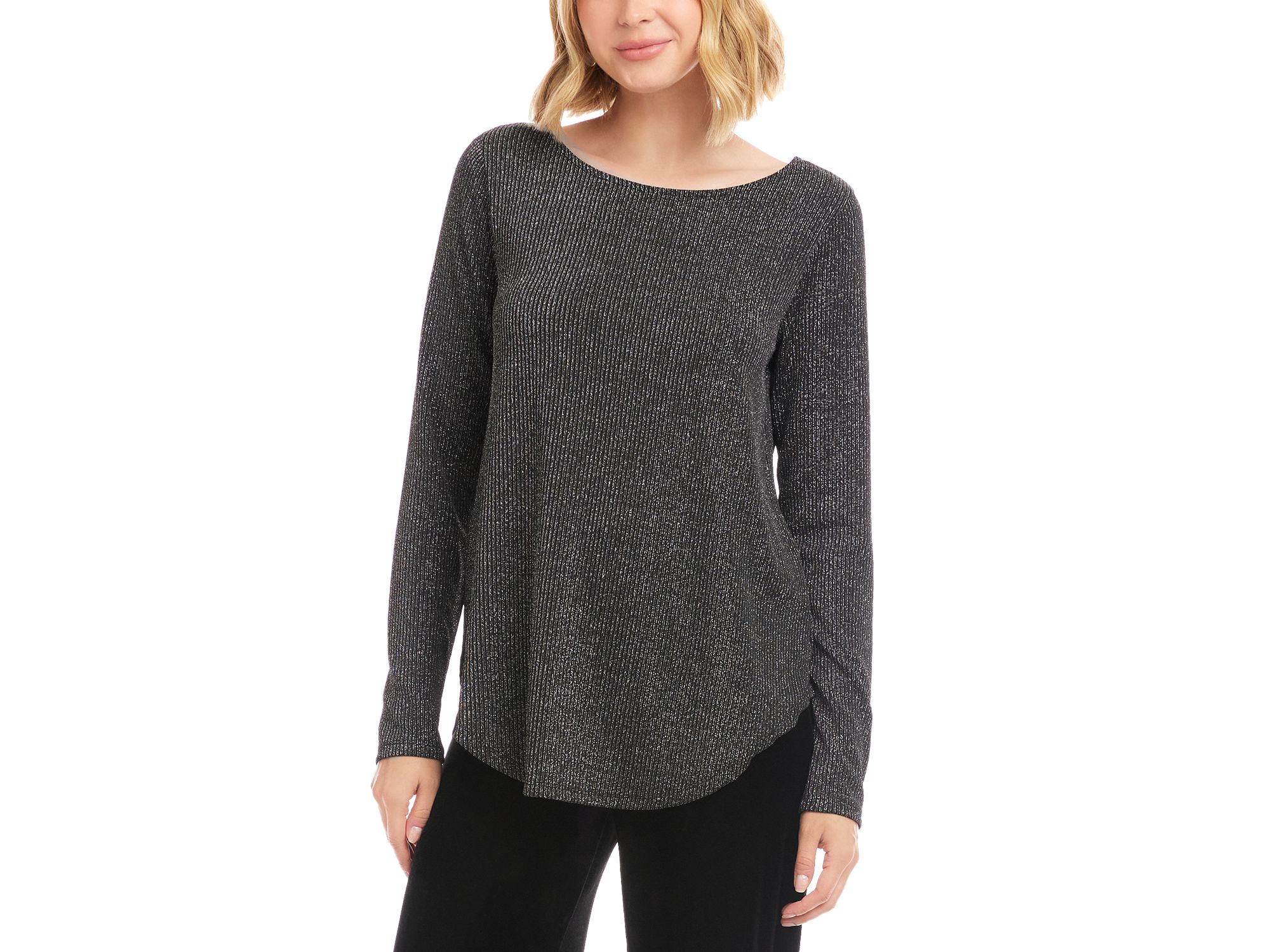 Metallic Shirttail Hem Sweater — Image 4