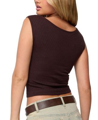 Jarah Pointelle Knit Boat Neck Top