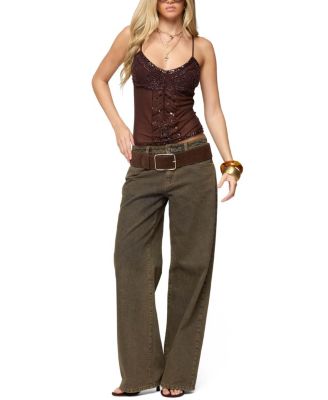 Azelia Beaded Sheer Mesh Chiffon Top