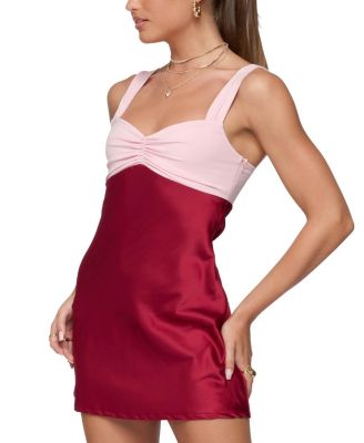 Contrast Satin Effect Mini Dress