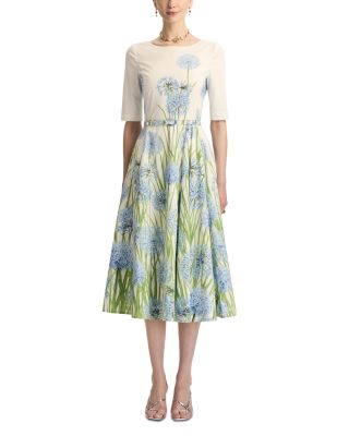Alliums Print Belted Dress