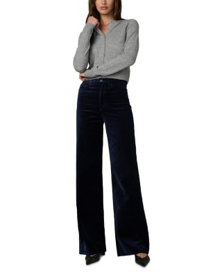 The Mia High Rise Wide Leg Velveteen Jeans in Maritime Blue