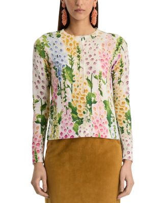 Printed Foxgloves Long Sleeve Cardigan
