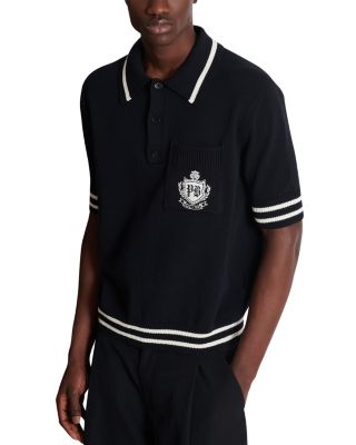 College Emblem Short Sleeve Polo Sweater
