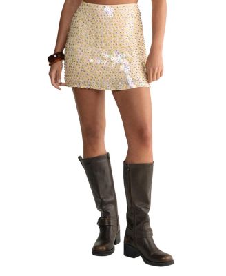 Studded Sequin Beaded Mini Skirt