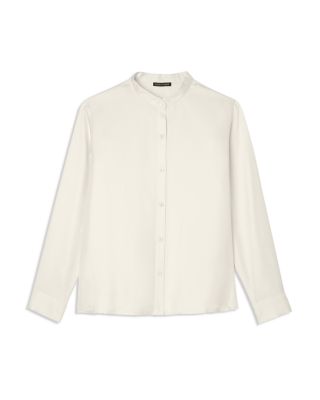 Silk Twill Mandarin Collar Top
