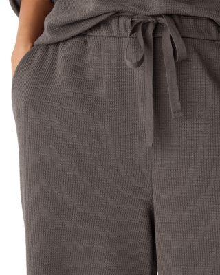 Waffle Double Knit Wide Ankle Pants with Drawstring