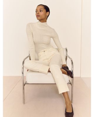 Mara Straight Mid Rise Instasculpt™ Ankle Jeans in Crema Cuffed