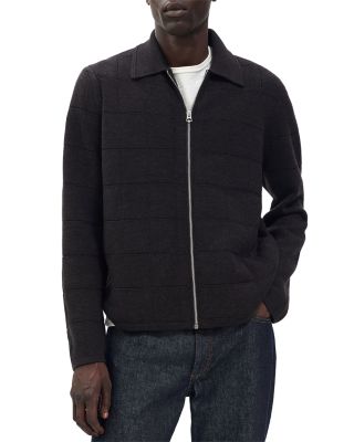 Melrose Window Pane Full Zip Sweater 