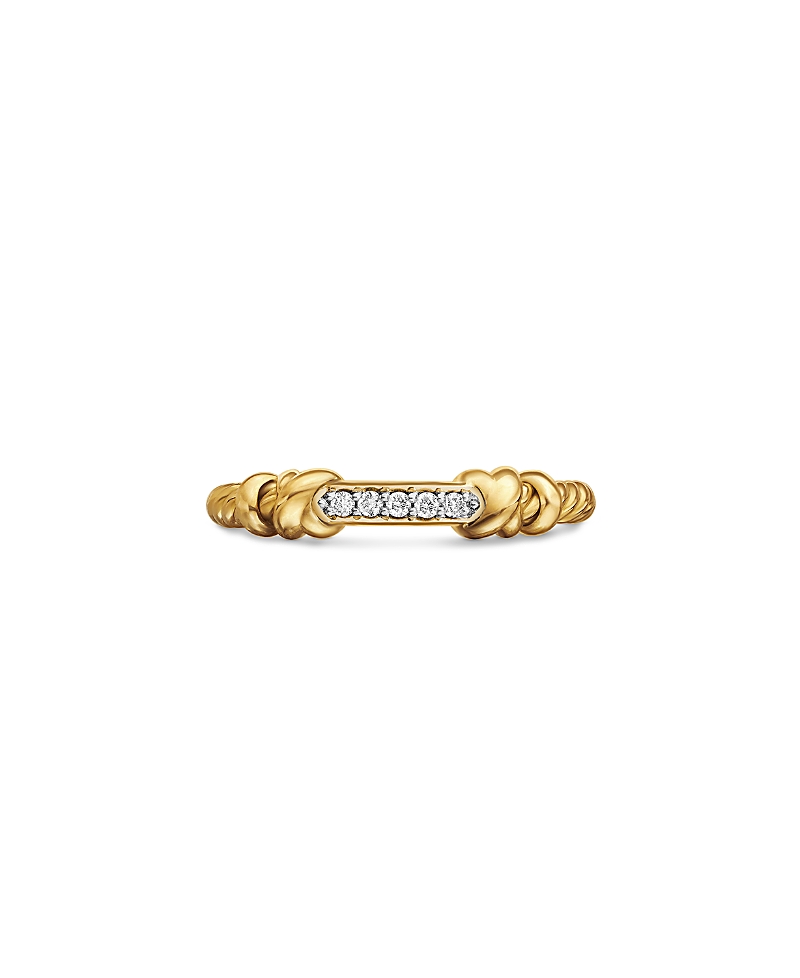 David Yurman Petite Helena Wrap Band Ring in 18K Yellow Gold with Diamonds, 4mm