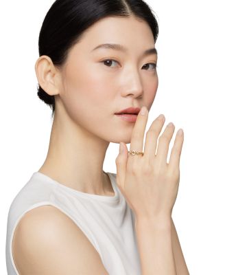 Petite Buckle Ring in 18K Yellow Gold with Diamonds