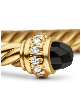 18K Yellow Gold Cable Spira&reg; Bracelet with Black Onyx & Diamonds