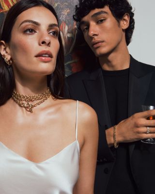 DY Mercer&reg; Double Row Toggle Chain Necklace in 18K Yellow Gold with Diamonds, 8mm Double Row Toggle Chain Necklace in 18K Yellow Gold with Diamonds, 8mm