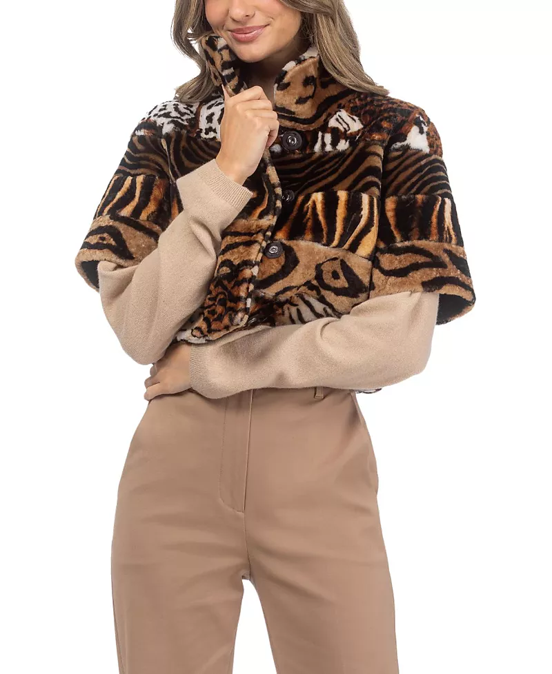 Gorski Merino Shearling Bolero With Cropped Sleeves