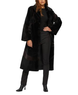Merino Shearling Coat with Intarsia