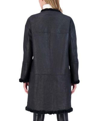 Reversible Collarless Shearling Coat