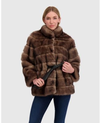  Faux Fur Sable Jacket With Belt