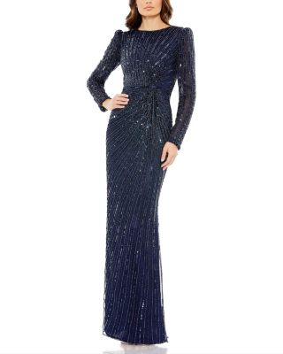 Embellished Puff Sleeve Side Knot Gown