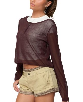  Kilian Sheer Knit Henley Top