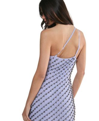 One Shoulder Studded Mini Dress
