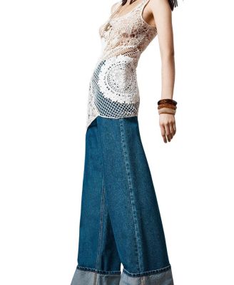 Scoop Neck Crochet Mini Dress