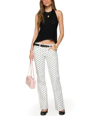  Romily Polka Dot Low Rise White Wash Jeans