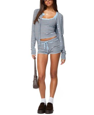  Lillian Striped Button Up Knit Cardigan