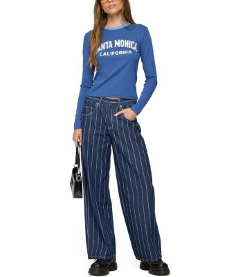  Kyler Pinstripe Low Rise Dark Rinse Wash Jeans
