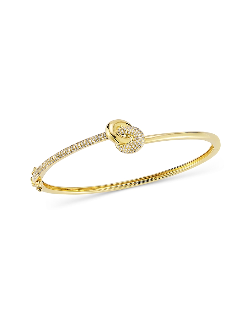 Ef Collection Diamond Pave Knot Bangle Bracelet In Gold