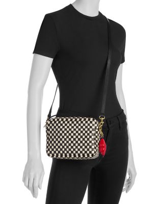 Midi Sac Lips Woven Leather Crossbody Bag