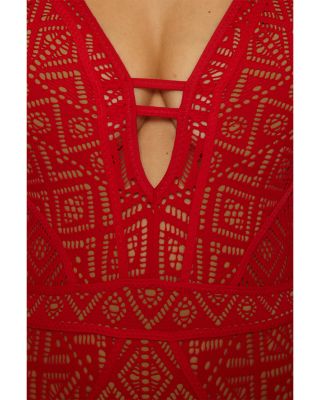 Crochet Plunge One Piece Swimsuit