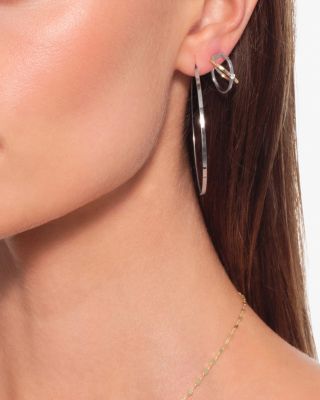 14K White Gold Magic Flat Medium Hoop Earrings