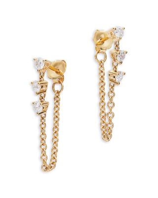 Diamond Chain Hoop Earrings in 14K Yellow Gold, 0.375 tcw