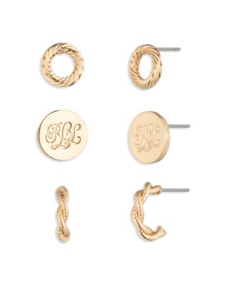 Rope &amp; Logo Earrings, Set of 3
