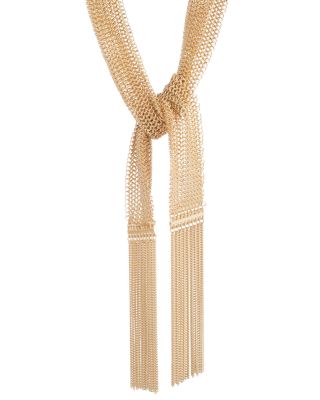 Fringe Chain Mesh Scarf Necklace, 40&amp;quot;