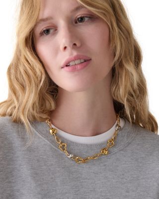 Amour Heart Charm Collar Necklace, 16"-19" 