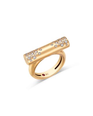 18K Rose Gold Domino Diamond Cylindrical Bar Ring