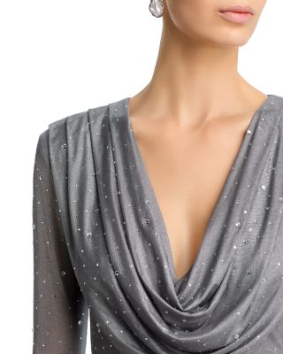 Embellished Exaggerated Cowl Neck Dress - Exclusive