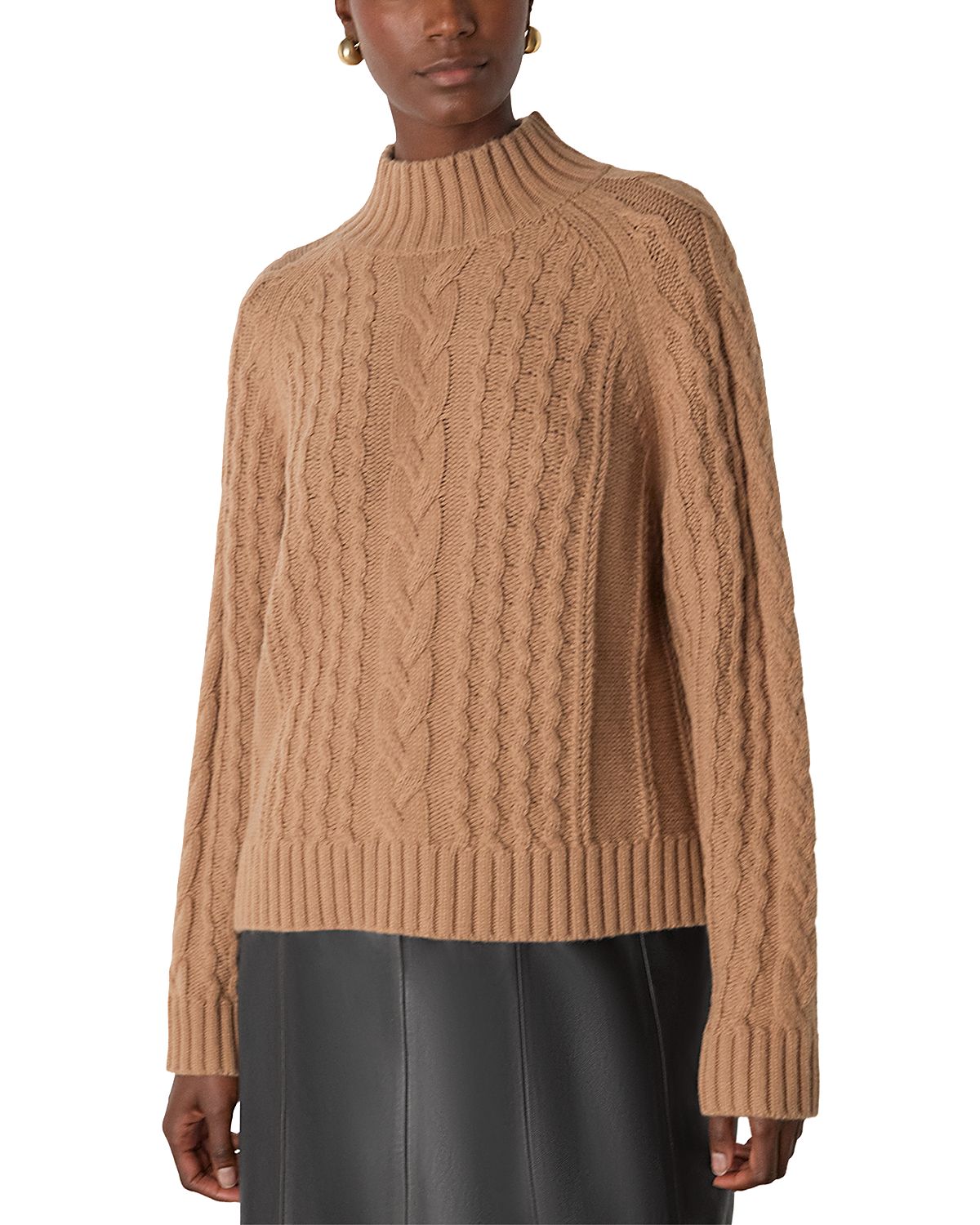 Whistles Cable Wool Mix Detail Knit Sweater