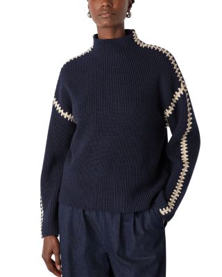 Blanket Stitch Wool Mix Knit Sweater