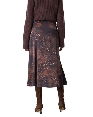 Spotted Animal Midi Satin Skirt