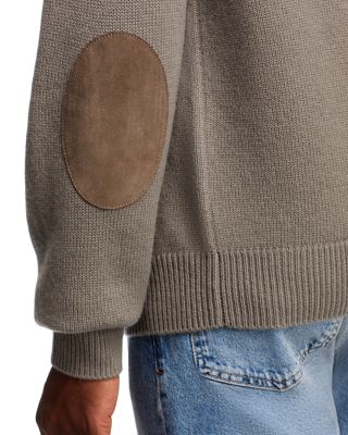 Suede Patch Crewneck Sweater